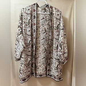 Max Studio Boho Floral Paisley Open Cardigan Kimono Duster Size Large